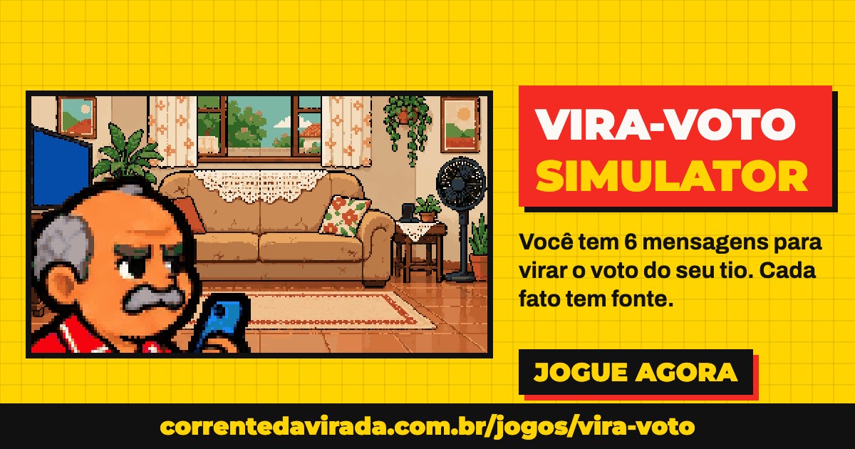 Vira-Voto Simulator: o Tio Zé na sala, em pixel art.